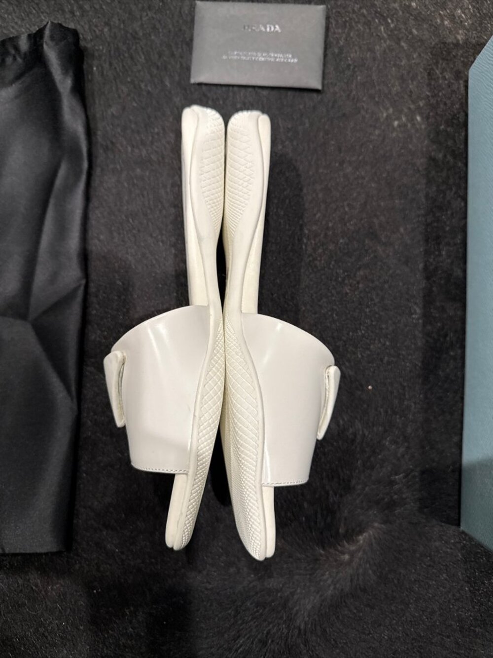 Prada Ladies White Leather Slide Sandals 37 - Picture 5 of 9